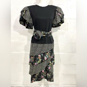 VINTAGE LORRIE KABALA TIERED DROP WAIST PEASANT DRESS (a522)